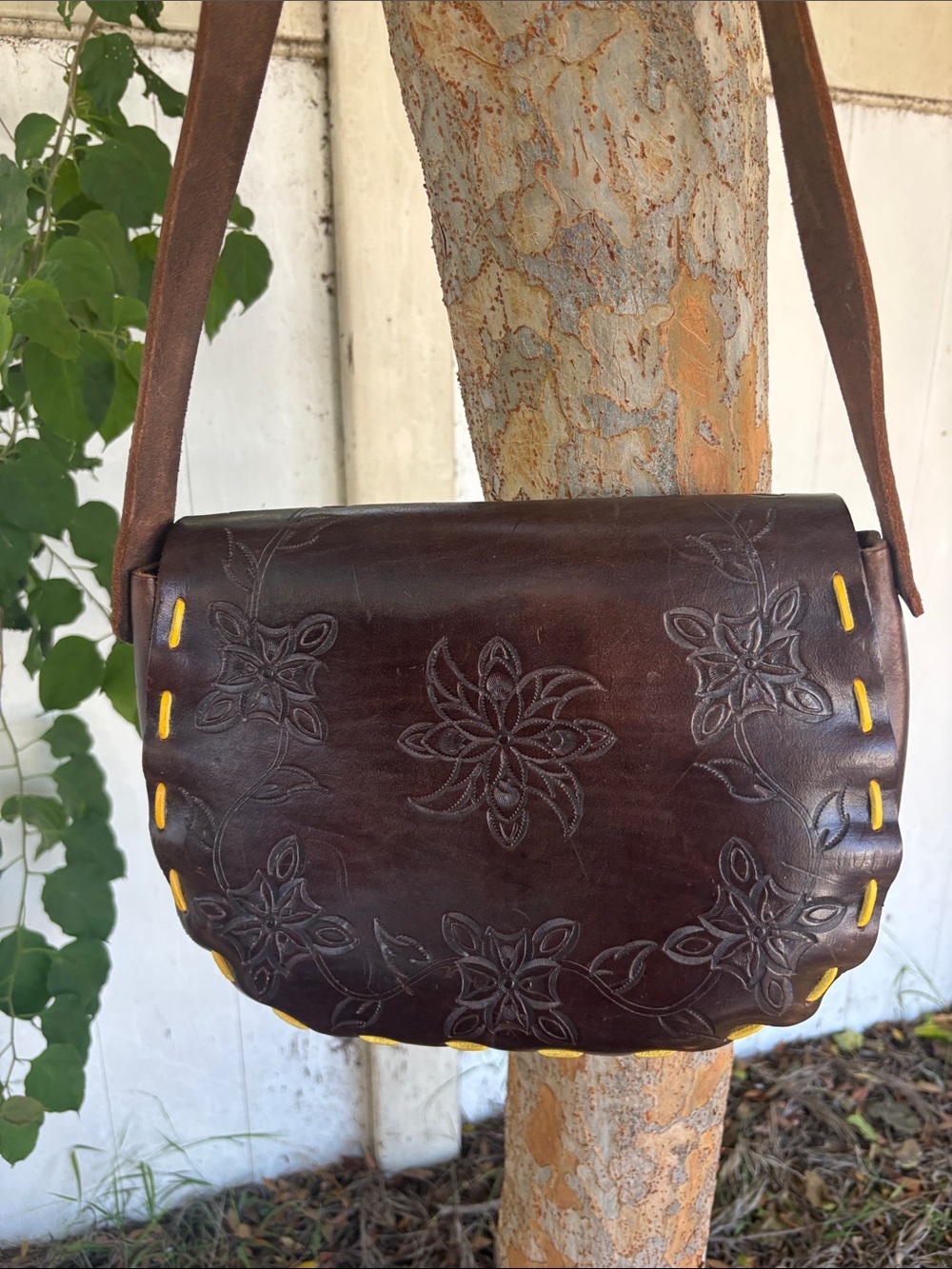 Vintage Tooled Leather Handmade Saddle Shoulder Bag Boho-Haruko - Picture 3 of 17
